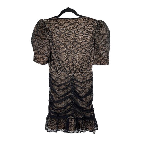 Saylor dress Reena ruched lace mini black nude Small S - Picture 5 of 6